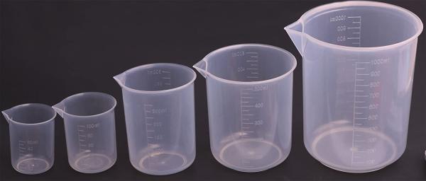 Plastic Graduated Measuring Beaker Set Liquid Cup Container 5 Sizes 50ml / 100ml /250ml /500ml /1000