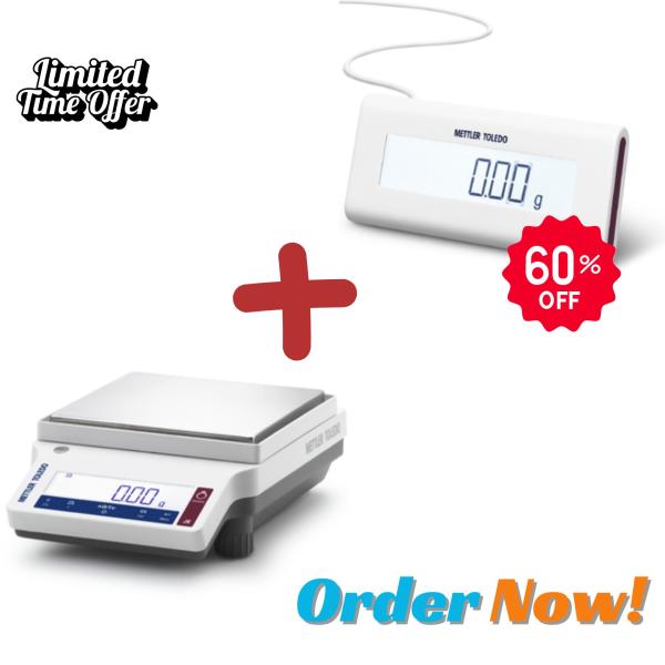METTLER TOLEDO JEWELRY SCALE JE3002GE, 3200g/0.01g with Discounted Auxilary Display Kit